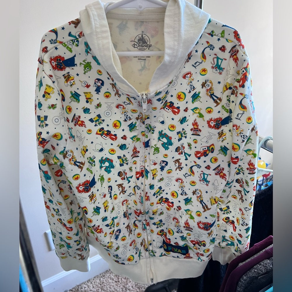 NWOT Disney Parks Pixar Hoodie Size Youth Large ~Disney World Unisex Zip Up